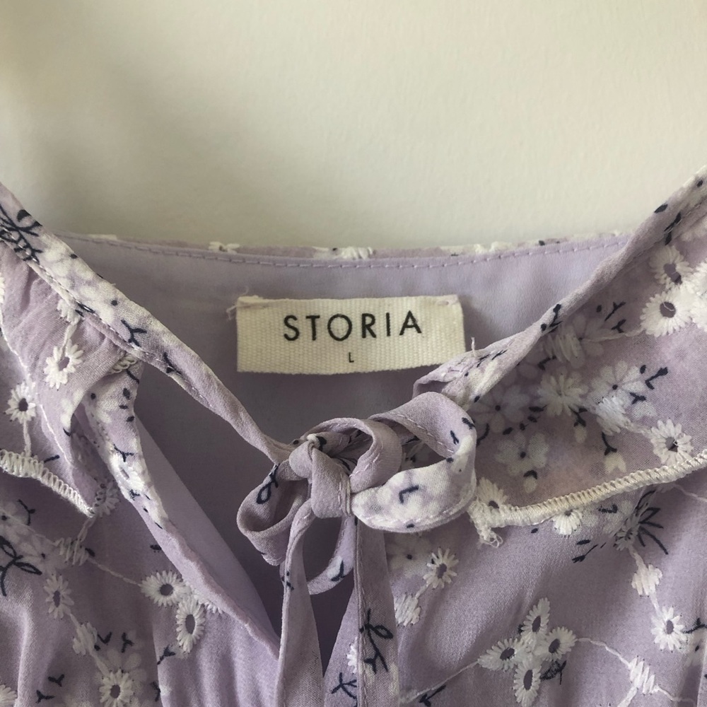 Storia Lavender Floral Mini Dress | Size L - Picture 3 of 8